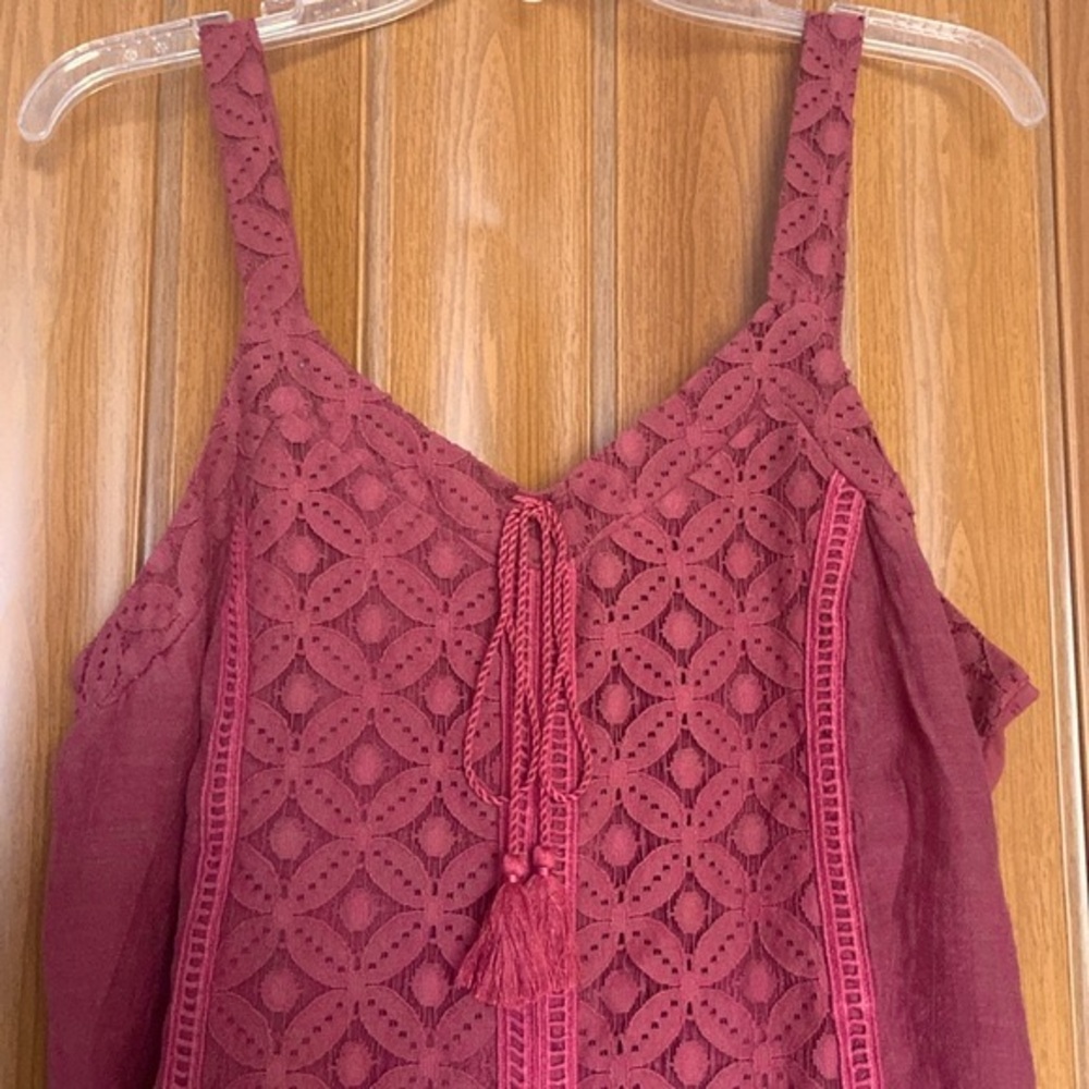 Parallel Skies Womens Burnt Orange Tank Top Lace Light Size XL